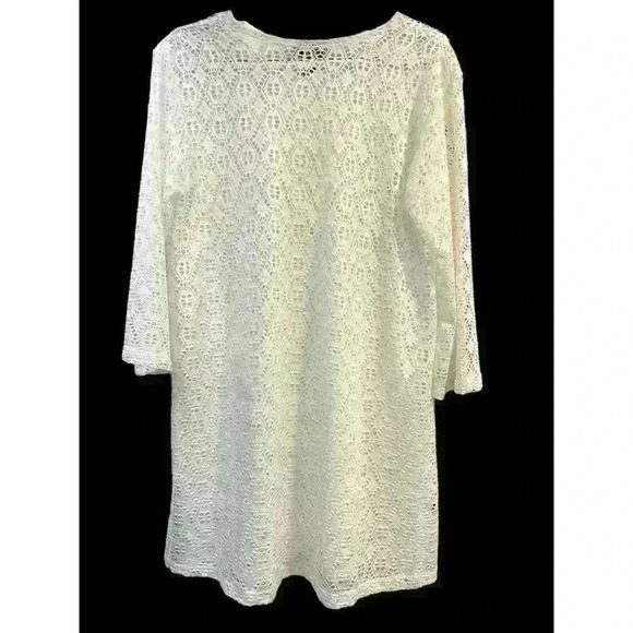 J. Valdi Swim Cover Up Women’s Medium White Eyelet Lace Crochet Look V-Neck - Picture 4 of 8